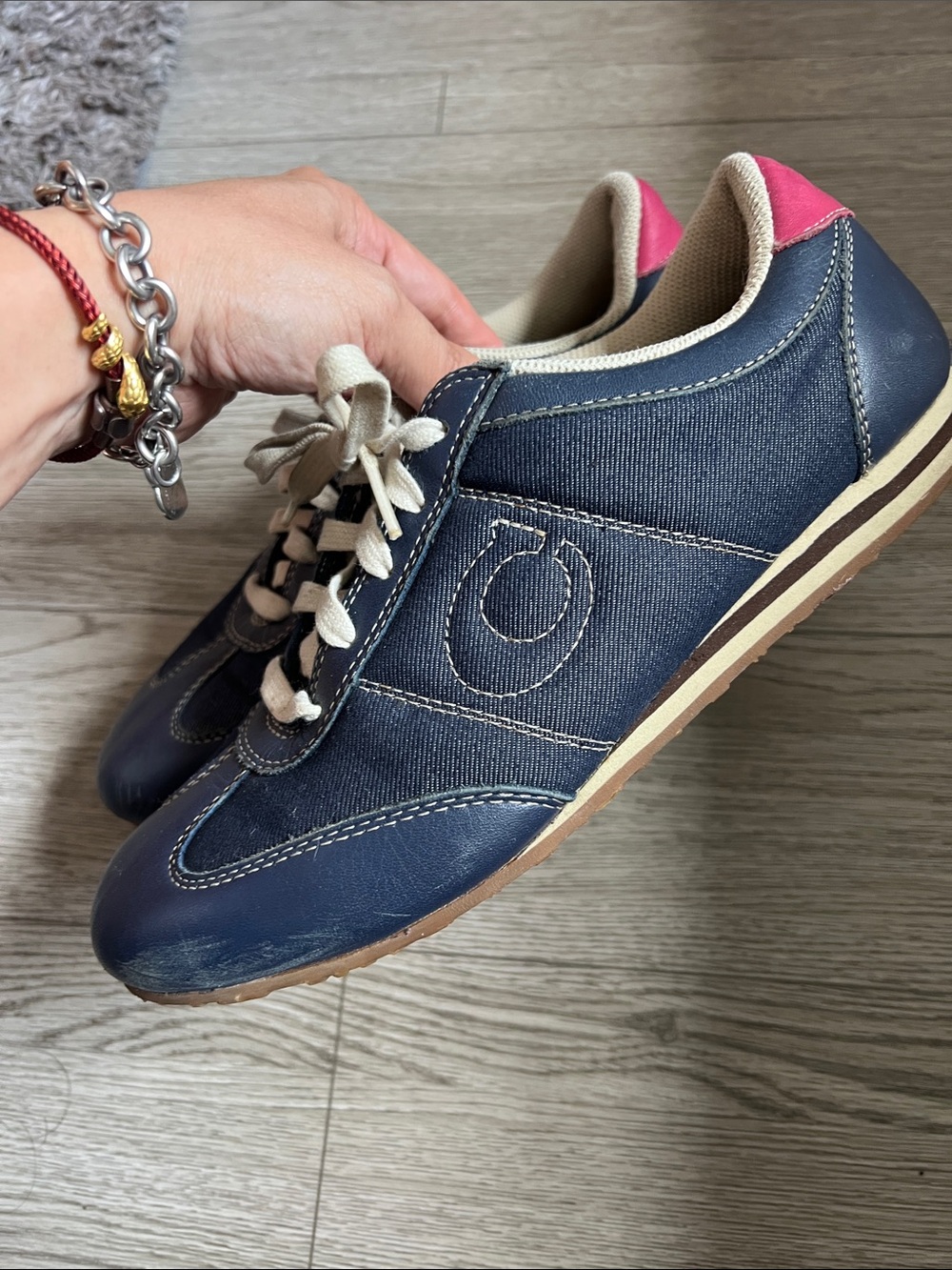 Coach Navy and Pink Low-Top Sneakers